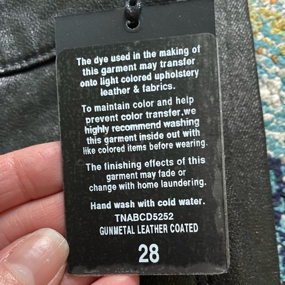 Joe’s New Gunmetal Leather Coated Jeans Wome’s Size 28 Mid Rise Skinny NWT - Picture 7 of 10